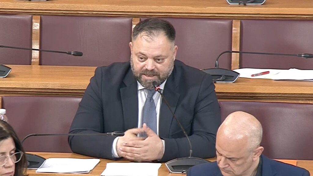 Ο Σπύρος Τσιρώνης μιλά στη Βουλή κατά τη συνεδρίαση της Επιτροπής Ευρωπαϊκών Υποθέσεων