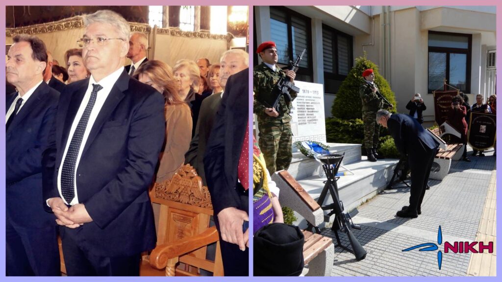 Ο Δημήτρης Νατσιός καταθέτει στεφάνι στο Μνημείο Στενημαχιτών στο Κιλκίς κατά τις εκδηλώσεις μνήμης για τη Γενοκτονία του Θρακικού Ελληνισμού