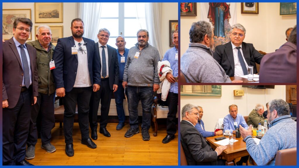 Συνάντηση του Προέδρου της ΝΙΚΗΣ Δημήτρη Νατσιού με αντιπροσωπεία επαγγελματιών αλιέων στο γραφείο του στη Βουλή, με αντικείμενο τα προβλήματα του κλάδου και τα αιτήματα στήριξης