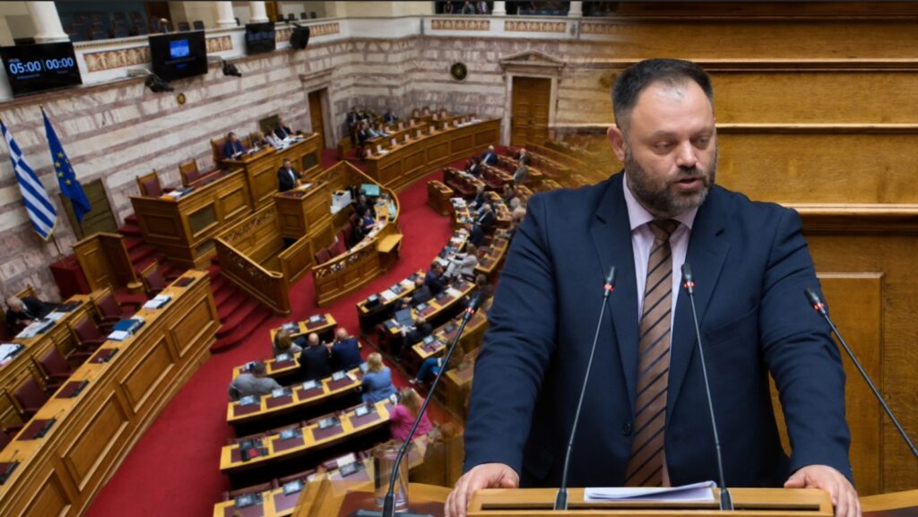 Ο βουλευτής Αχαΐας της ΝΙΚΗΣ, Σπύρος Τσιρώνης, μιλά στην Ολομέλεια της Βουλής για την προστασία των θεσμών, τη δημοκρατία και την άρση ασυλίας