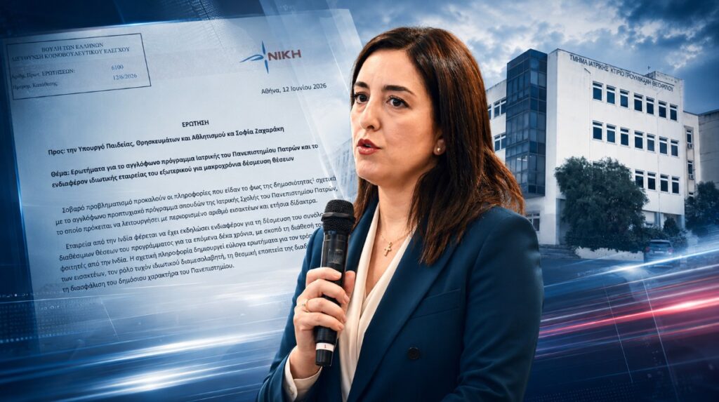 A. Κουρουπάκη: Ερωτήματα για δεκαετή δέσμευση θέσεων στην Ιατρική Πατρών από ιδιωτική εταιρεία του εξωτερικού