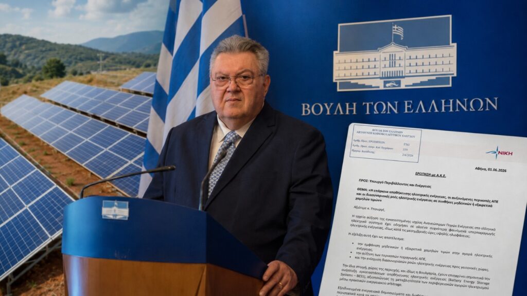 Τ. Οικονομόπουλος: «Η Ελλάδα πετά την πράσινη ενέργεια και οι Έλληνες πληρώνουν το κόστος» Ο Βουλευτής της ΝΙΚΗΣ Τάσος Οικονομόπουλος καταθέτει Ερώτηση στη Βουλή για τις περικοπές ΑΠΕ, την αποθήκευση ηλεκτρικής ενέργειας και τις διασυνοριακές ενεργειακές ροές Ελλάδας – Βουλγαρίας