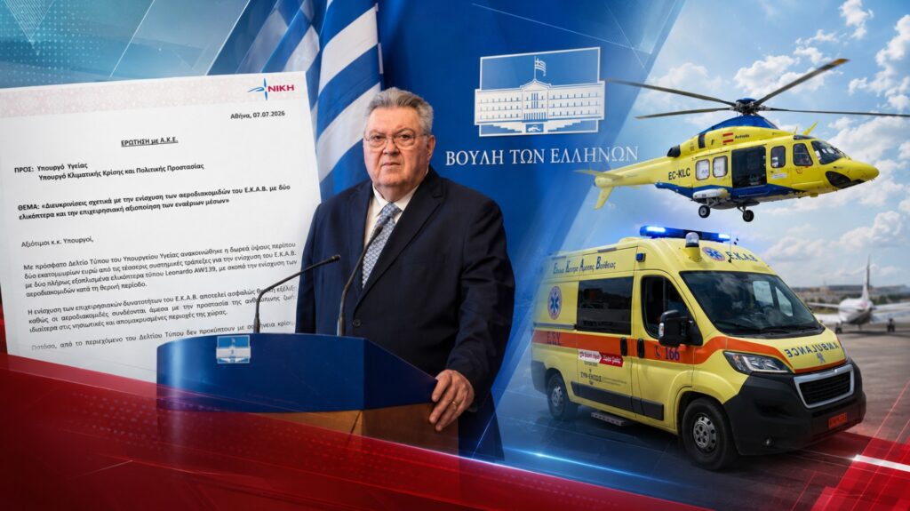 Οικονομόπουλος: «Θολές συμφωνίες για τα ελικόπτερα του ΕΚΑΒ και αναπάντητα ερωτήματα για τα AW139 του «ΑΙΓΙΣ» Ο βουλευτής της ΝΙΚΗΣ Τάσος Οικονομόπουλος ζητά απαντήσεις για τα ελικόπτερα του ΕΚΑΒ και τα AW139 του προγράμματος ΑΙΓΙΣ