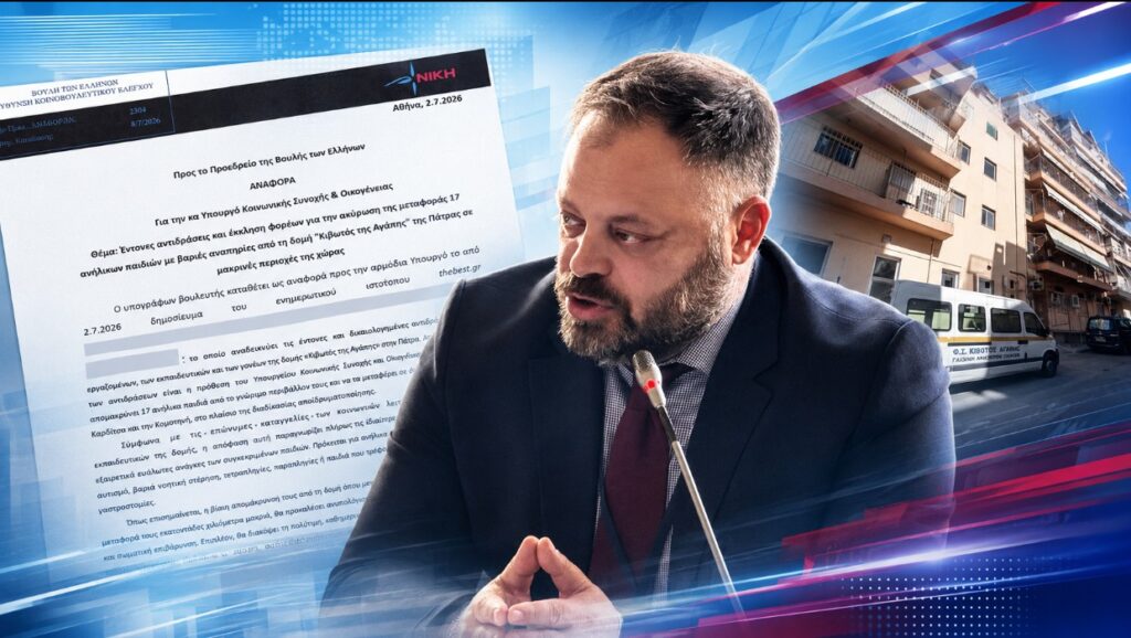 Ο βουλευτής Αχαΐας της ΝΙΚΗΣ, Σπύρος Τσιρώνης, φέρνει στη Βουλή την υπόθεση της μεταφοράς 17 ανήλικων παιδιών με βαριές αναπηρίες από την «Κιβωτό της Αγάπης» στην Πάτρα