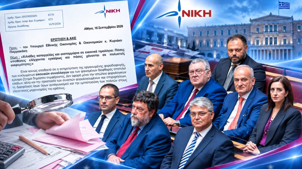Εικονικά τιμολόγια εκατοντάδων εκατομμυρίων – Πόσες σοβαρές καταγγελίες ελέγχονται και πόσες μένουν χρόνια χωρίς έρευνα; Κοινοβουλευτική Ερώτηση και ΑΚΕ της ΝΙΚΗΣ για εικονικά τιμολόγια, οργανωμένη φοροδιαφυγή και πολυετείς εκκρεμότητες καταγγελιών στην ΑΑΔΕ