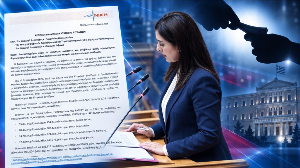 Κουρουπάκη: «3,7 δισ. ευρώ σε απευθείας αναθέσεις και συμβάσεις χωρίς δημοσίευση – Ποιοι πήραν τα χρήματα;»