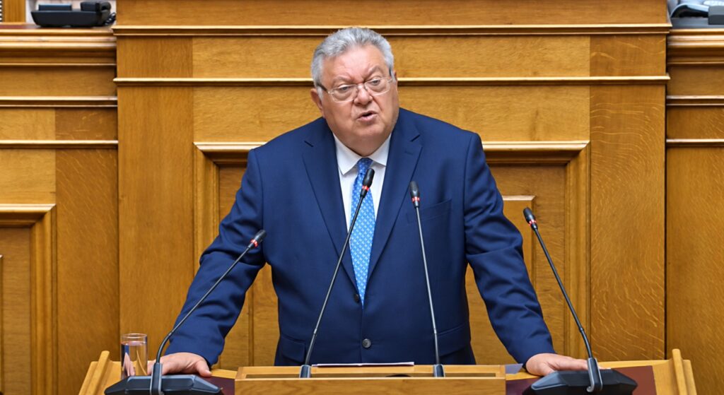 Ο βουλευτής Ανατολικής Αττικής της ΝΙΚΗΣ Τάσος Οικονομόπουλος μιλά στην Ολομέλεια της Βουλής για τις συμφωνίες αεράμυνας με το ΝΑΤΟ και τη Γερμανία, ζητώντας διαφάνεια, λογοδοσία και ουσιαστικό κοινοβουλευτικό έλεγχο