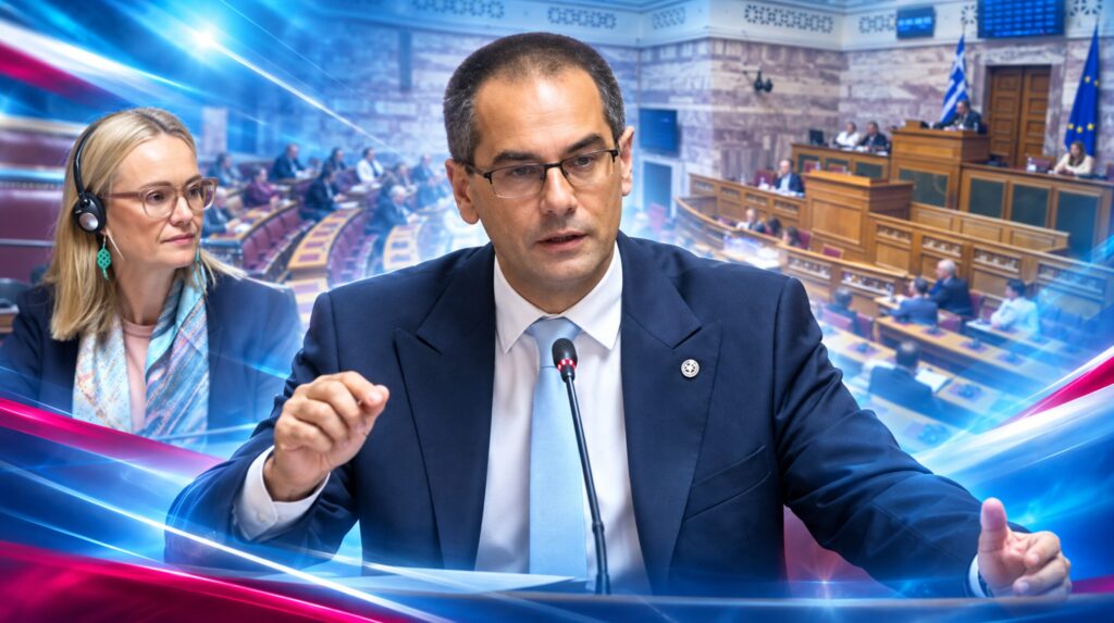 Ο βουλευτής Λαρίσης της ΝΙΚΗΣ Γεώργιος Ρούντας στην Επιτροπή Εθνικής Άμυνας και Εξωτερικών Υποθέσεων κατά την ενημέρωση για την Ιρλανδική Προεδρία της ΕΕ