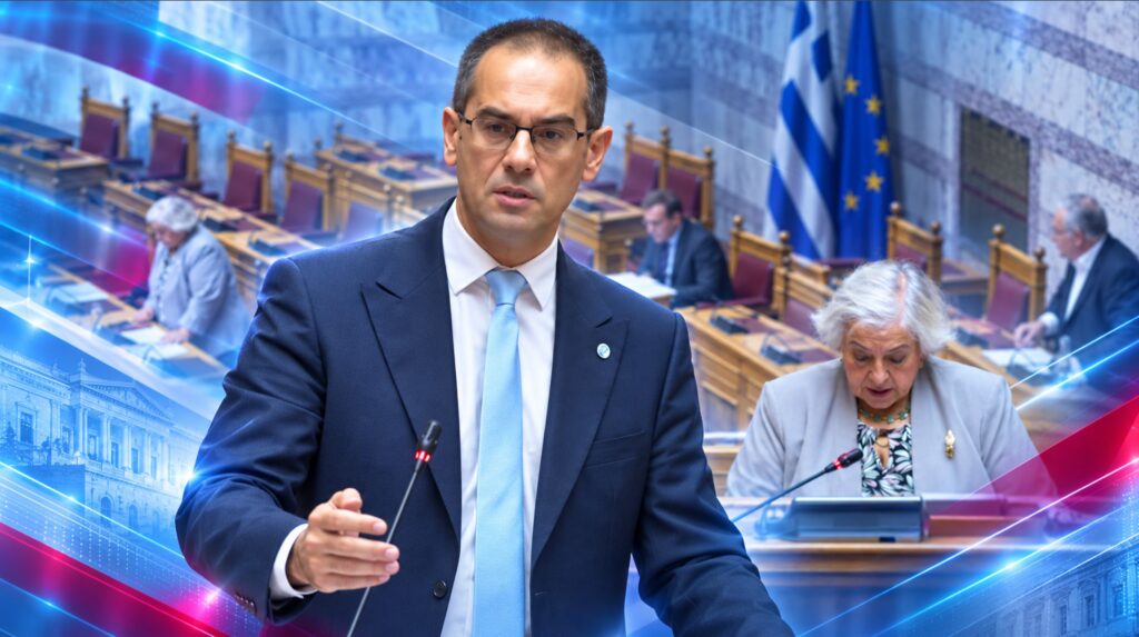 Ρούντας προς Παπαδοπούλου: «Δεν έπρεπε να έρθω εγώ να το καταγγείλω τις προπαγάνδες των Σκοπιανών, έπρεπε εσείς να το είχατε δει!» Ο Γεώργιος Ρούντας παρουσίασε στη Βουλή σχολικό βιβλίο των Σκοπίων με αναφορές σε «πατρίδα Μακεδονία» και ζήτησε στοιχεία για τις ενέργειες του ΥΠΕΞ