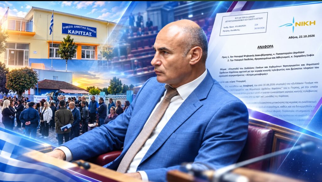 Δελβερούδης: «Ανάστατοι οι γονείς στην Καρίτσα για κεραία ηλεκτρομαγνητικής ακτινοβολίας δίπλα στα σχολεία των παιδιών τους»