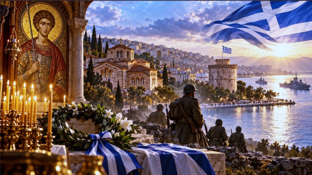 Σκέψεις με αφορμή την εορτή του Αγίου Δημητρίου, την απελευθέρωση της Θεσσαλονίκης και την επέτειο του ΟΧΙ, με αναφορές στη μνήμη των ανθρώπων που πολέμησαν το 1940